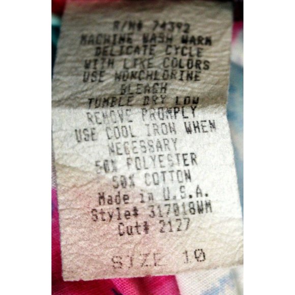 VTG 1990s Misty Rose Dress Girls Sz 10 Blue Pink Watercolor Floral Short Sleeve - Picture 6 of 6